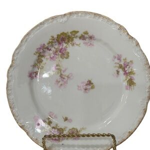 Limoges Coronet Pink Scalloped Gilded edges Salad Plates 7 1/2 inch Lot of 3